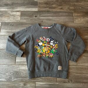Kids Official Nintendo Super Mario Characters Graphic Sweatshirt Gray Large